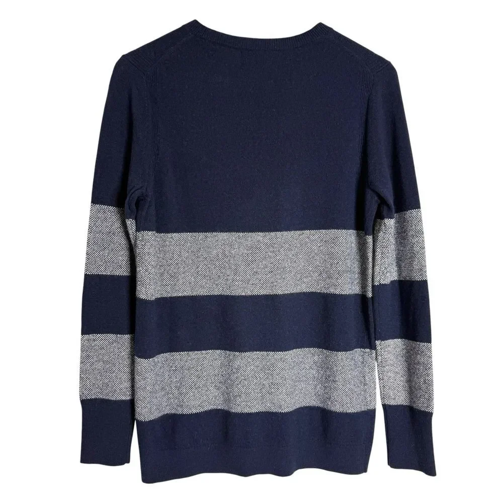 NWOT Banana Republic‎ S Cashmere Merino Wool Sweater Navy Rugby Stripe Pullover